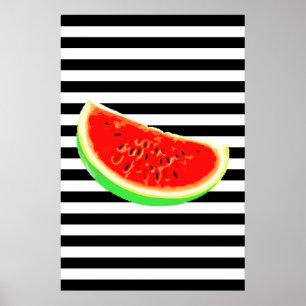 Watermelon, poster, summer poster, BLACK stripes Poster