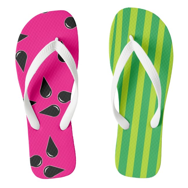 Watermelon Print Adult Flip Flops, Wide Straps Thongs (Footbed)