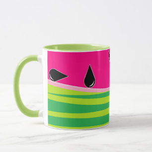 Watermelon Print Coffee Mug In Green and Pink