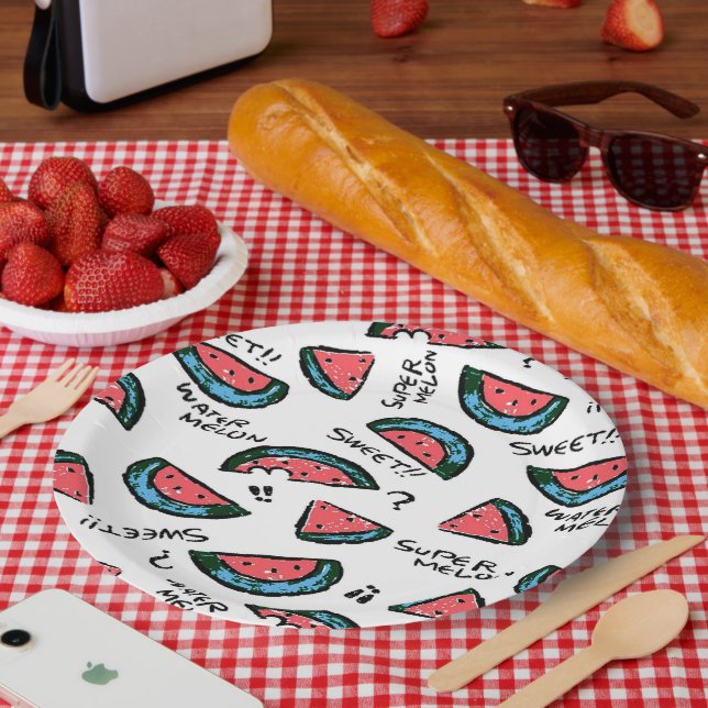 Watermelon Print | Paper Plates | Party Suppies (Picnic)