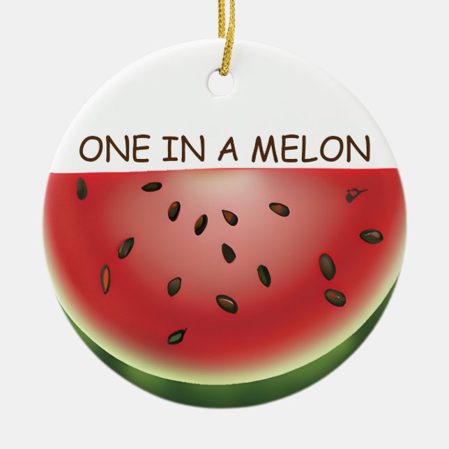Watermelon Pun Personalised Christmas Ceramic Ornament (Front)