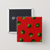 watermelon red and seeds 15 cm square badge (Front & Back)