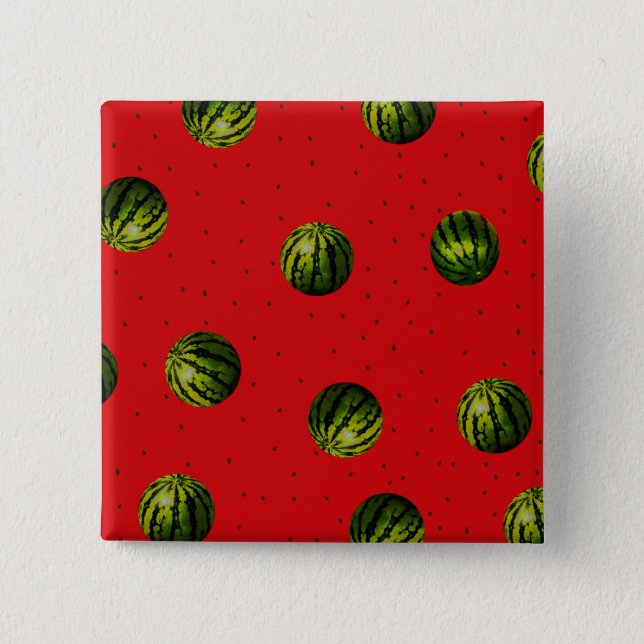 watermelon red and seeds 15 cm square badge (Front)