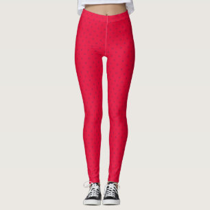 Watermelon Reds Polka Dots Pattern Leggings