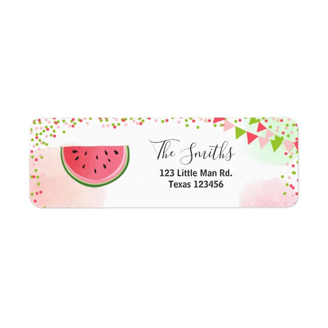 Watermelon Return Address Label Melon Party Fruit (Front)
