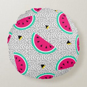 Watermelon seamless pattern. Geometric retro style Round Cushion