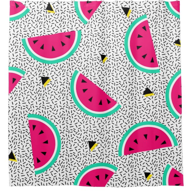 Watermelon seamless pattern. Geometric retro style Shower Curtain (Front)