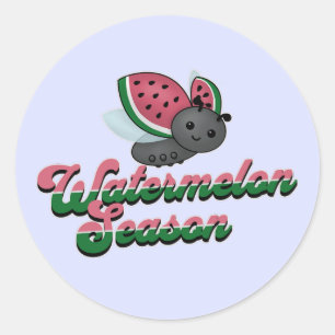 Watermelon Season Ladybug Classic Round Sticker
