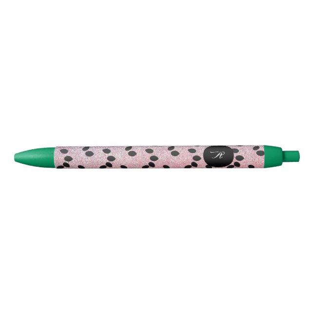 Watermelon Seeds Fruit Slices Pink Faux Glitter  Black Ink Pen (Front)