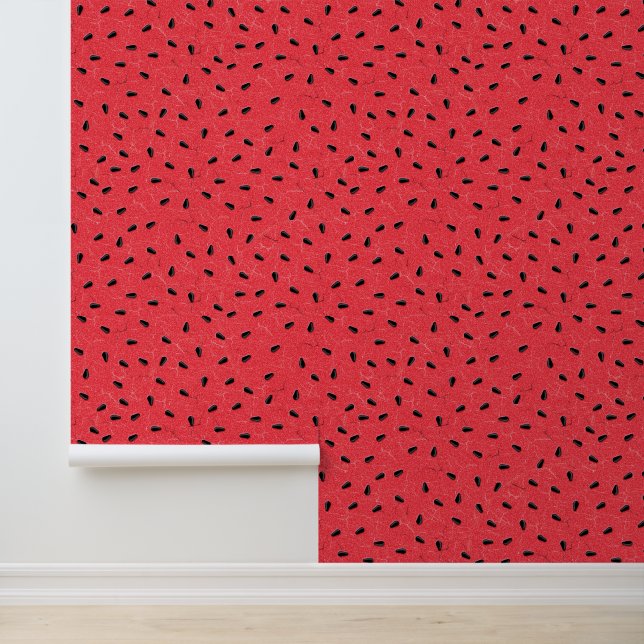 Watermelon Seeds Red Summer Fruit Pulp Pattern Wallpaper (Application)