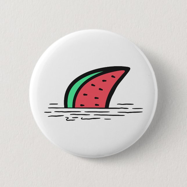 Watermelon shark 6 cm round badge (Front)