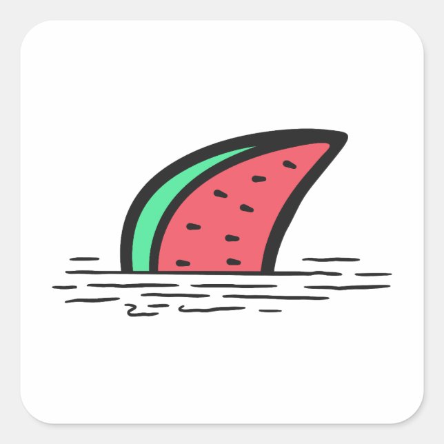 Watermelon shark square sticker (Front)