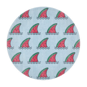 Watermelon shark: wave pattern design. cutting board