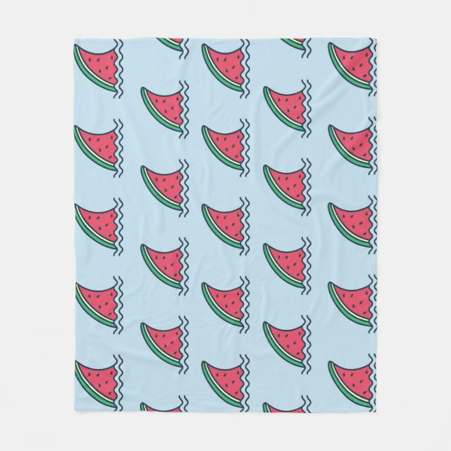 Watermelon shark: wave pattern design. fleece blanket (Front)