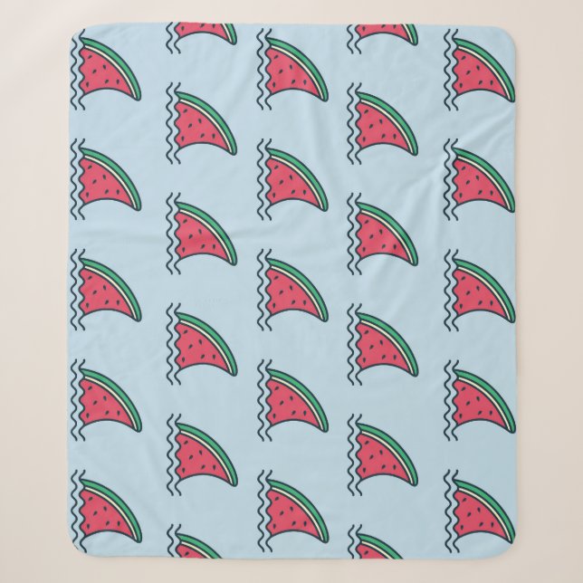 Watermelon shark: wave pattern design. sherpa blanket (Front)
