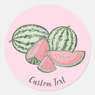 Watermelon Sketches Classic Round Sticker