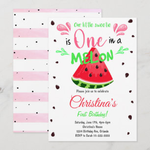 Watermelon Slice 1st Birthday Invitation
