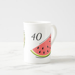 Watermelon Slice 2 Age 40 Bone China Mug