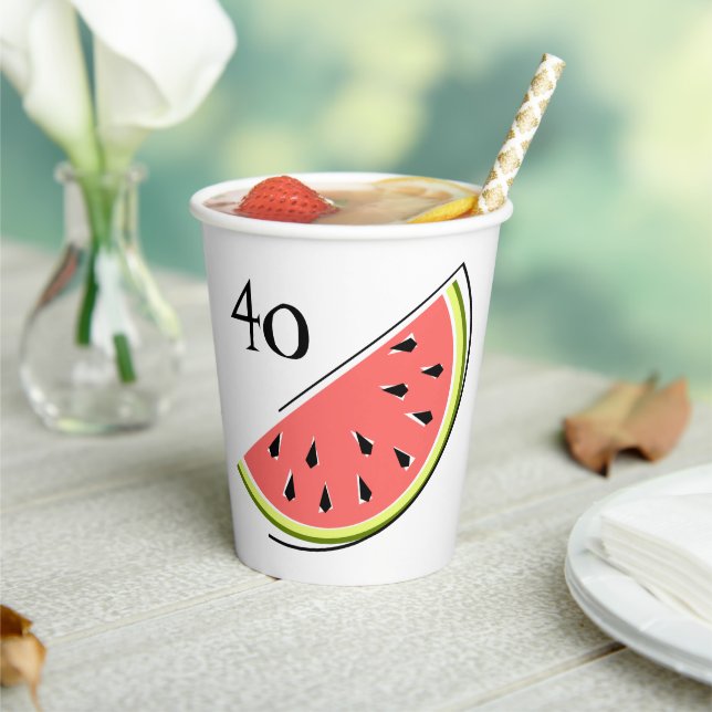 Watermelon Slice Age 40 Paper Cups (Insitu)