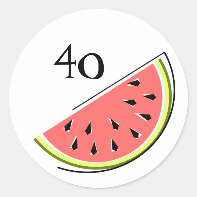 Watermelon Slice Age 40 sticker round (Front)