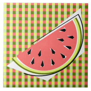 Watermelon Slice Check Ceramic Tile