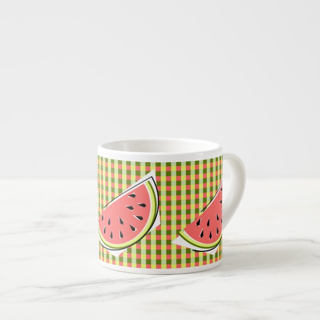 Watermelon Slice Check Espresso Cup (Front Right)