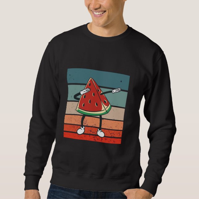 Watermelon slice dabbing cartoon arms and legs dan sweatshirt (Front)
