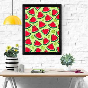 Watermelon Slice Fiesta   Fun Summer Fruit Pattern Poster