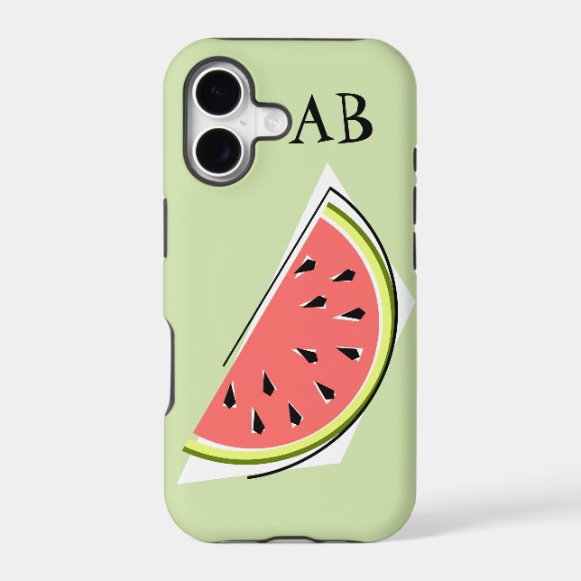 Watermelon Slice green 'Monogram' iPhone case (Back)