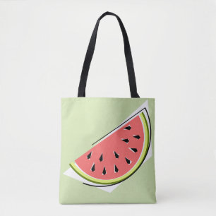 Watermelon Slice Green tote bag pink back