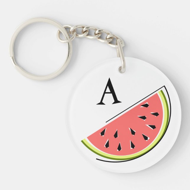 Watermelon Slice Monogram double-sided Key Ring (Front)