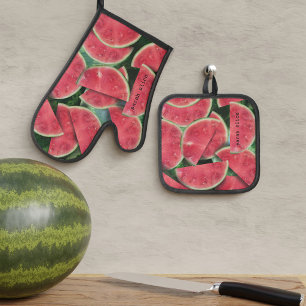 Watermelon Slice Pattern Custom Oven Mitt & Pot Holder Set