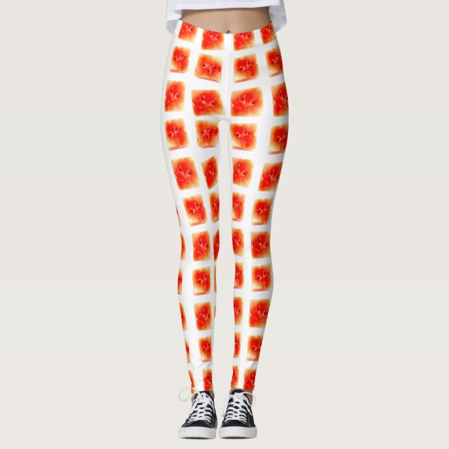 Watermelon Slice Pattern – Seamless Summer Fruit o Leggings (Front)