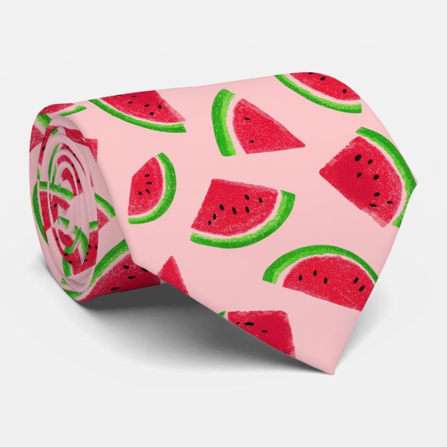 Watermelon Slice Pattern Tie (Rolled)