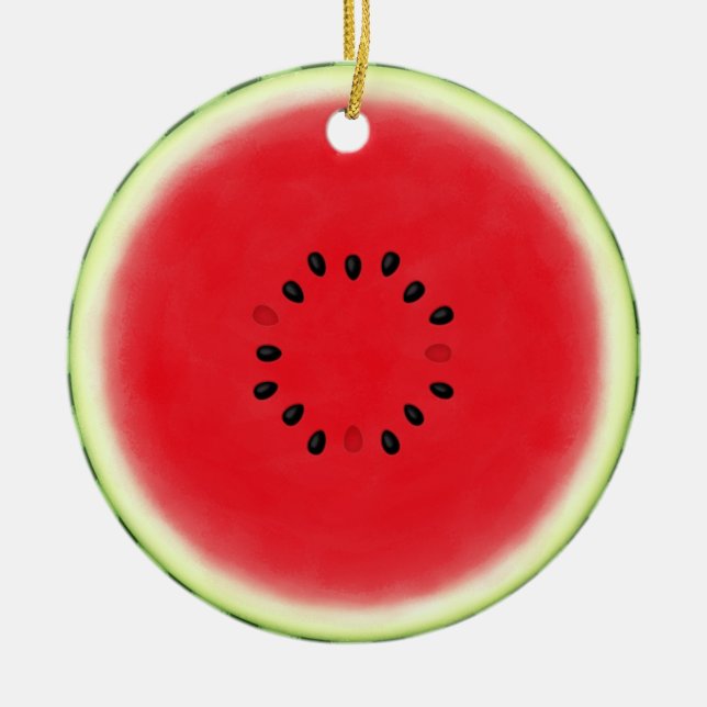 Watermelon Slice Personalised Ceramic Ornament (Front)