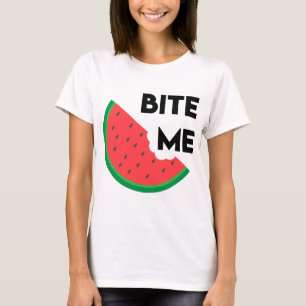 Watermelon Slice Sarcastic Fruit Pun Bite Me T-Shirt
