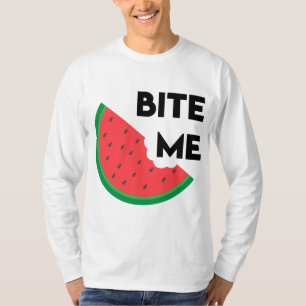 Watermelon Slice Sarcastic Fruit Pun Bite Me T-Shirt