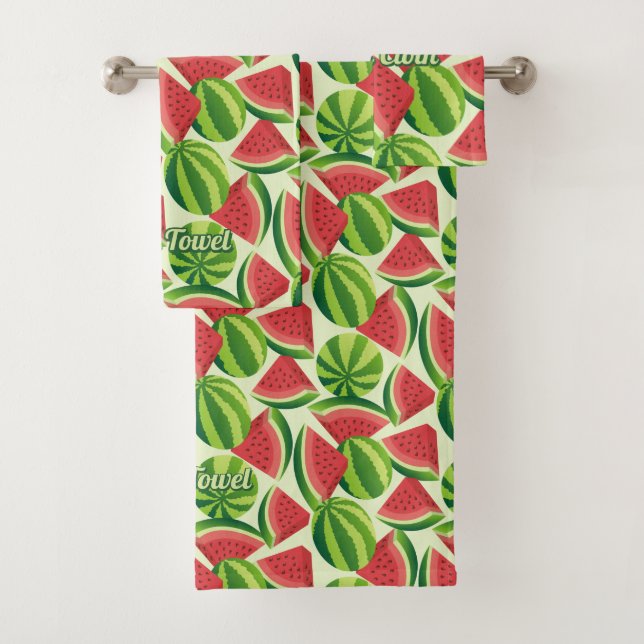Watermelon slice seamless background bath towel set (Insitu)