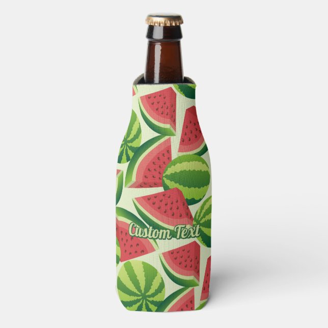 Watermelon slice seamless background bottle cooler (Bottle Front)