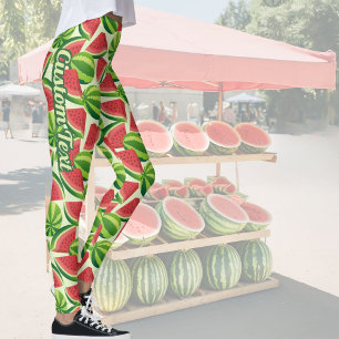 Watermelon slice seamless background leggings