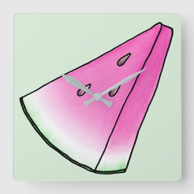 Watermelon slice square wall clock (Front)