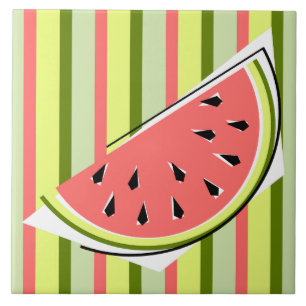 Watermelon Slice Stripe Classic Ceramic Tile
