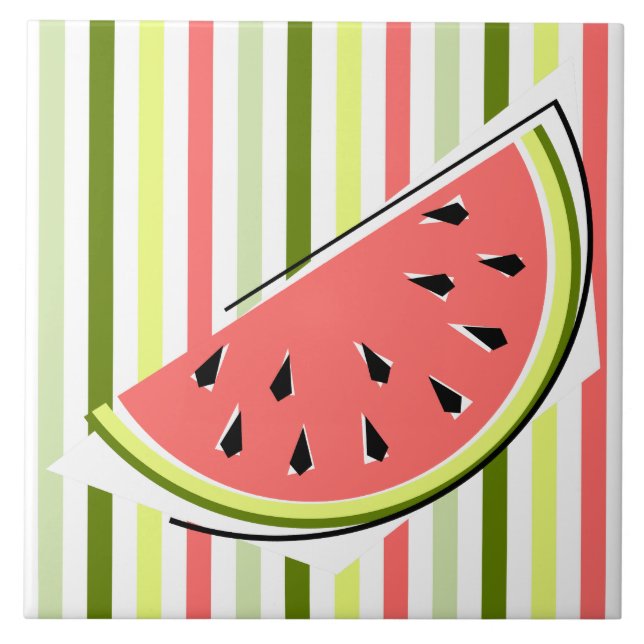 Watermelon Slice Stripe Thin Ceramic Tile (Front)