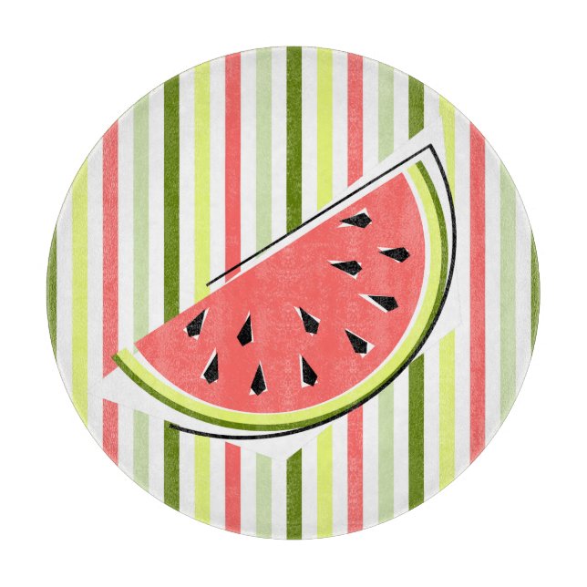 Watermelon Slice Stripe Thin round Cutting Board (Front)