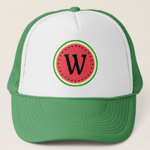 Watermelon Slice Summer Fruit with Rind Monogram Trucker Hat
