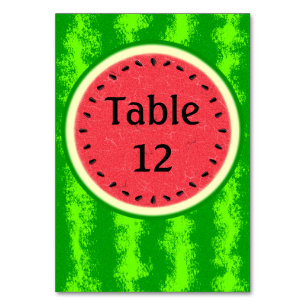 Watermelon Slice Summer Fruit with Rind Table Number