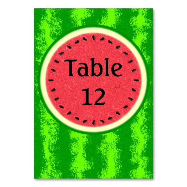 Watermelon Slice Summer Fruit with Rind Table Number (Front)