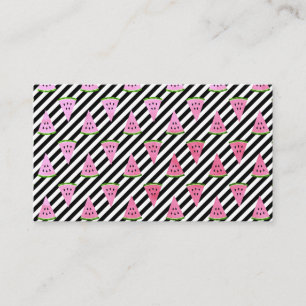 Watermelon Slices Monochrome Striped Summer Fruit Business Card