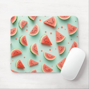 Watermelon Slices on Green Mouse Pad