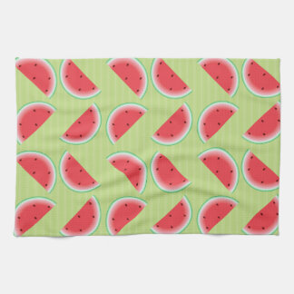 Watermelon Slices on Green Tea Towel